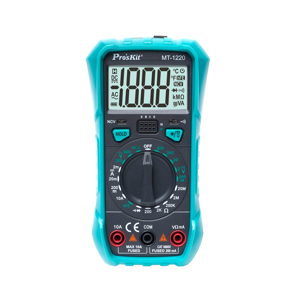 PROKIT (MT-1220) 디지털 멀티미터 테스터기 (3-1/2, acv, dca, dcv, 저항, 다이오드 등)