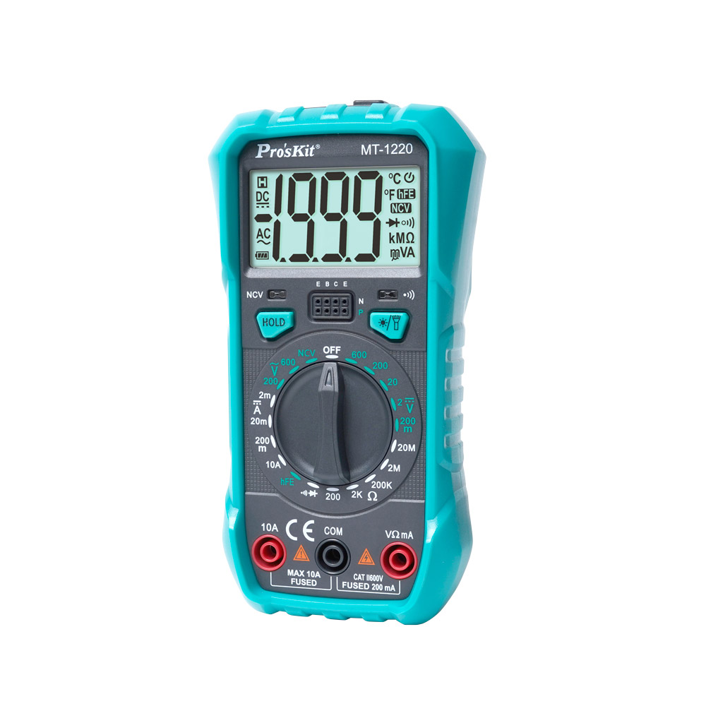 PROKIT (MT-1220) 디지털 멀티미터 테스터기 (3-1/2, acv, dca, dcv, 저항, 다이오드 등)