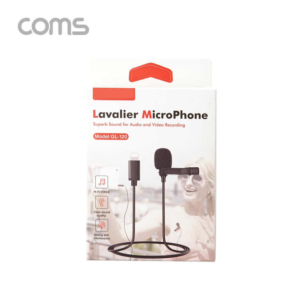 Coms iOS 8핀(8Pin) 클립형 소형 핀 마이크 1.5M