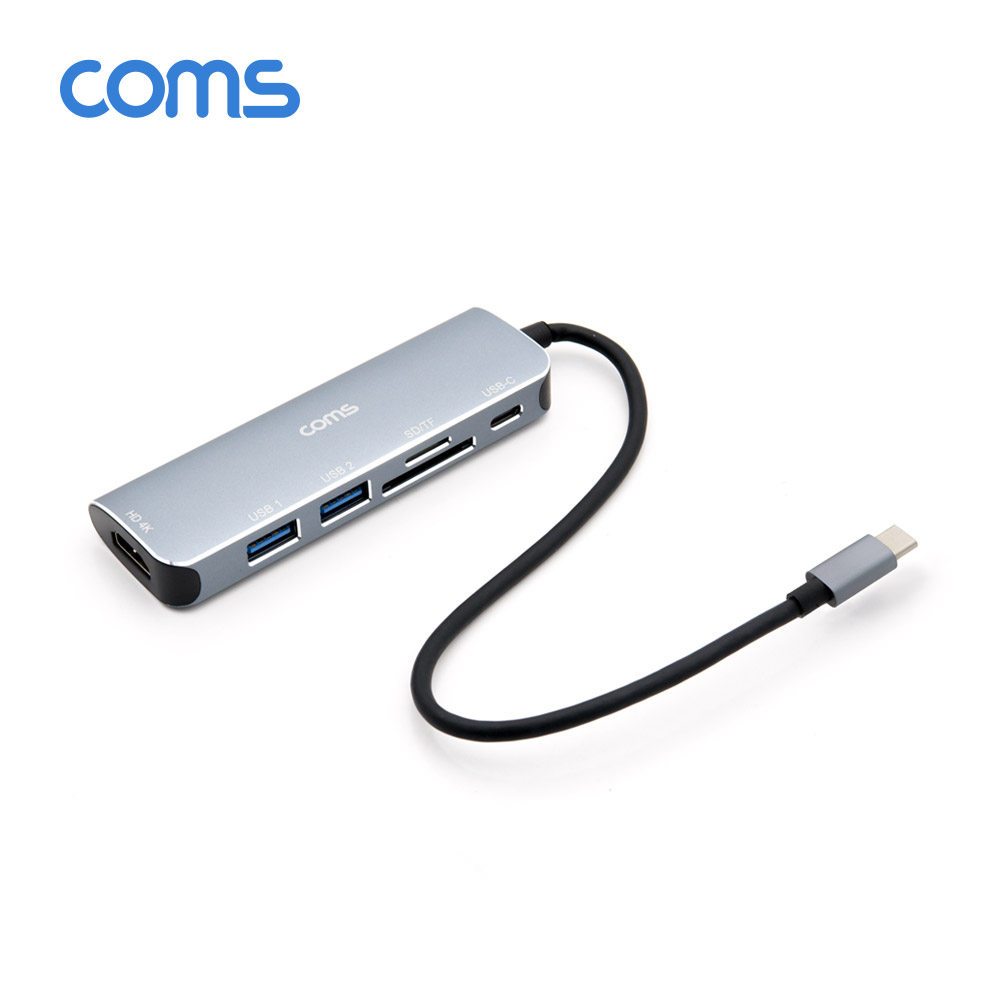 Coms USB 3.1(Type C) 멀티 도킹&허브 / USB 3.0x2 + HDMI + SD/TF + Type-C(PD) 포트