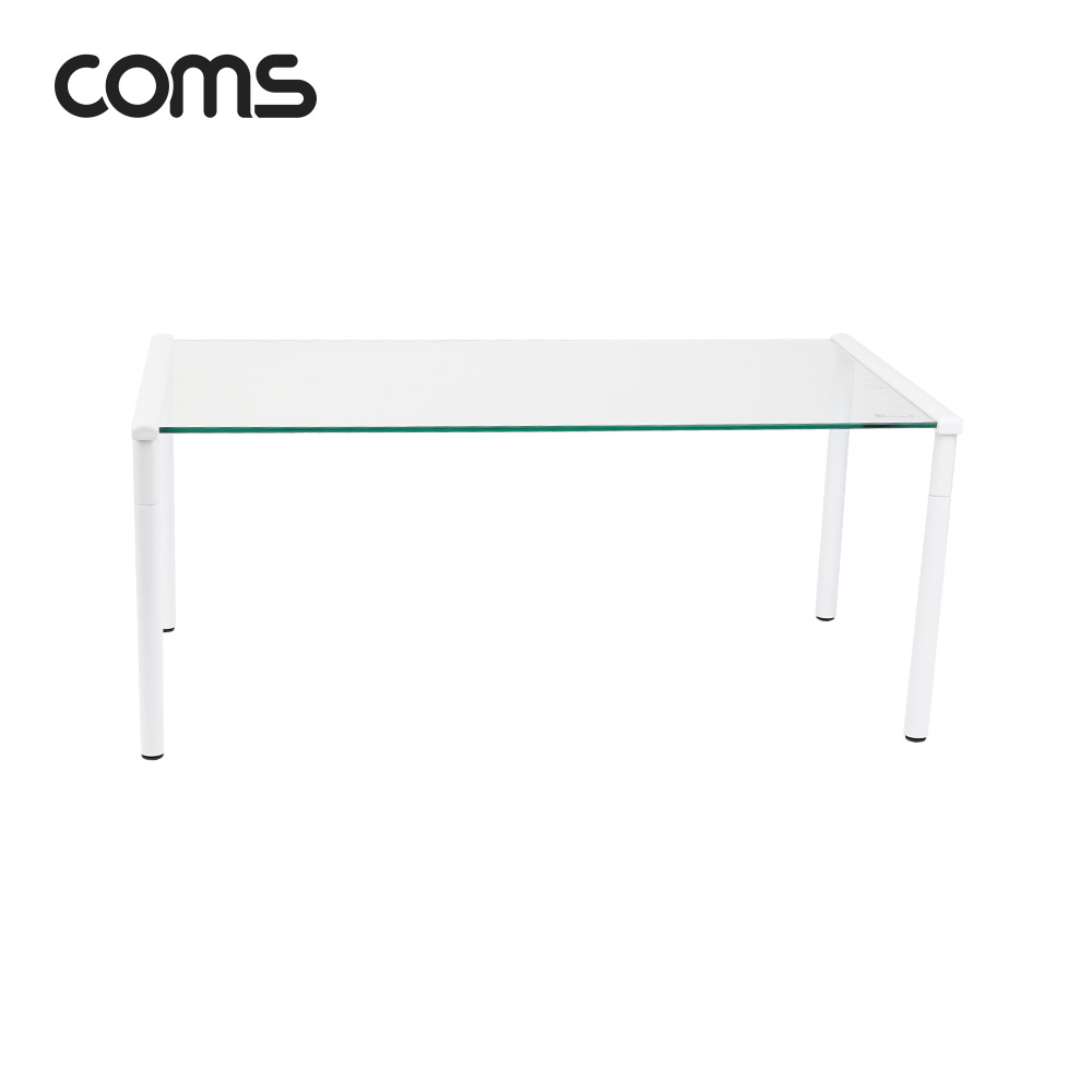 Coms 모니터 받침대/스탠드, 화이트프레임 투명유리 일반형 1단 (620mm x 309mm)