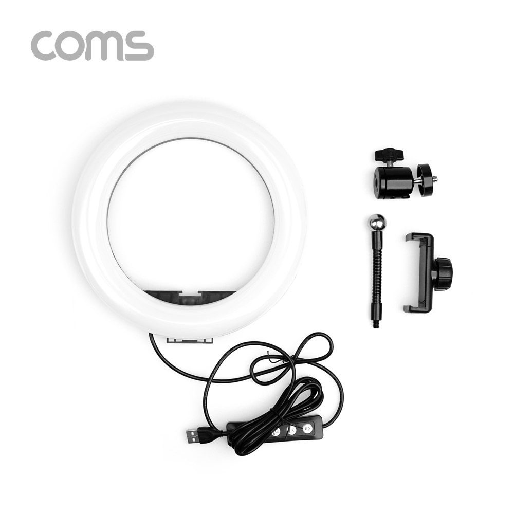 Coms LED 원형 RGB 램프 / 링 라이트 / 개인방송용 조명 / USB 전원 / 20cm / 9가지 색조명 / 패턴