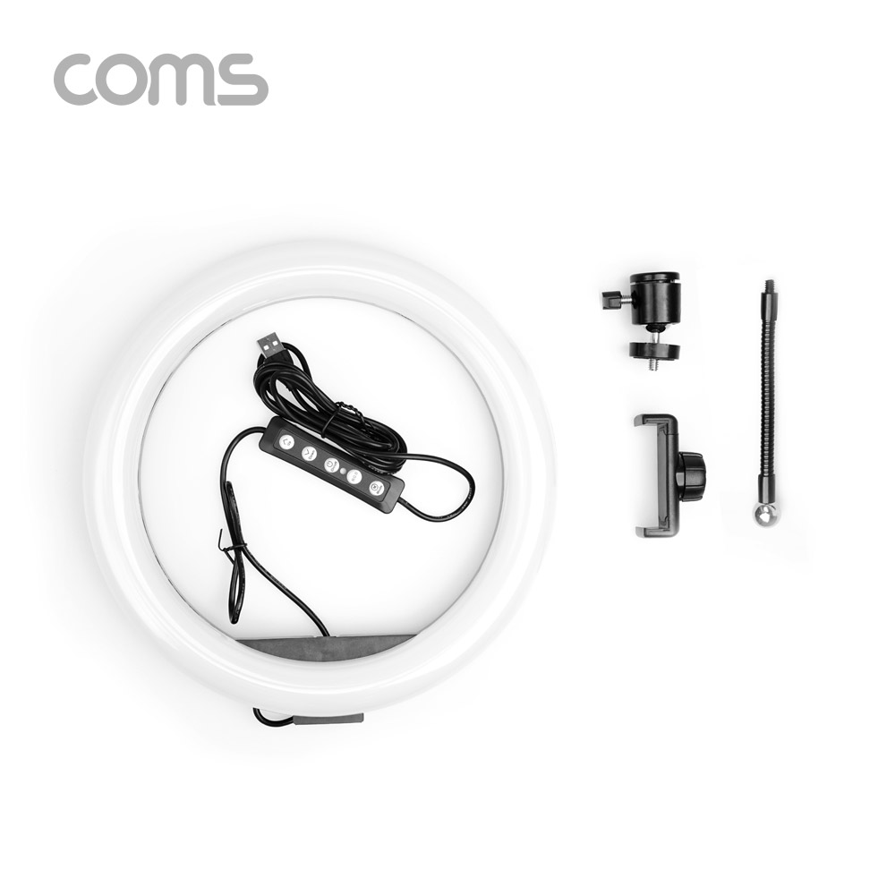 Coms LED 원형 RGB 램프/링 라이트/개인방송용 조명/USB 전원/26cm / 9가지 색조명 / 패턴