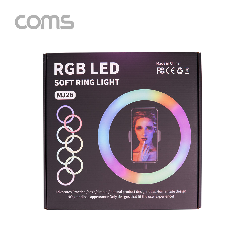 Coms LED 원형 RGB 램프/링 라이트/개인방송용 조명/USB 전원/26cm / 9가지 색조명 / 패턴