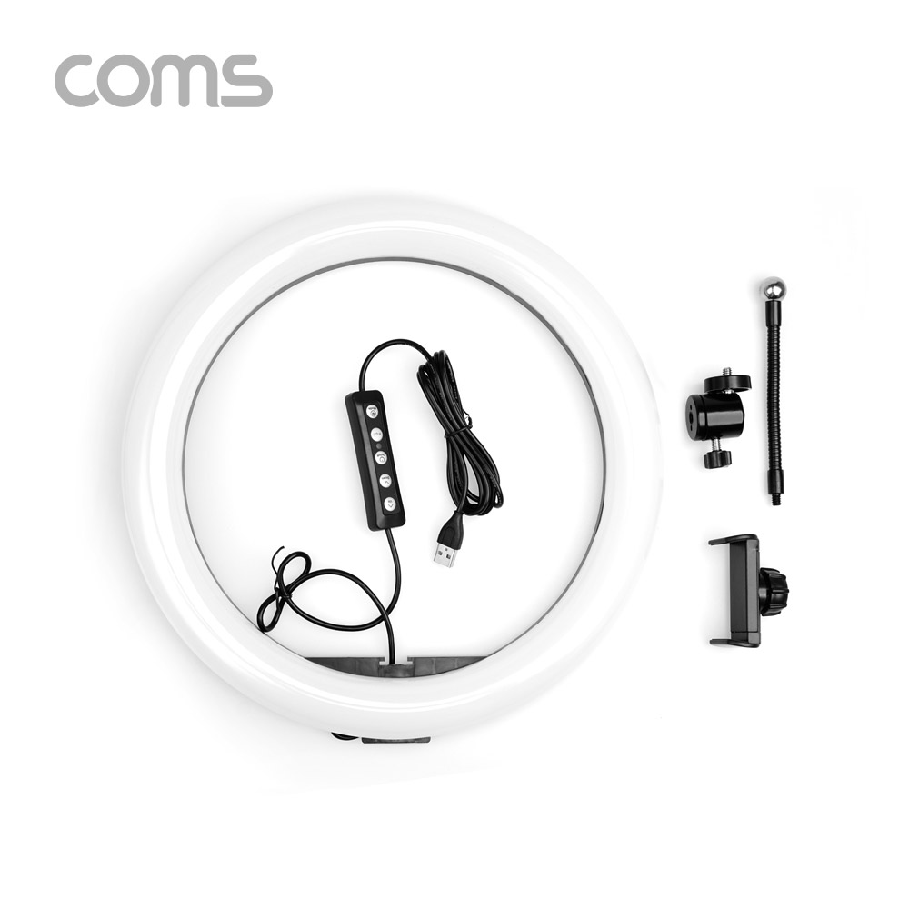 Coms LED 원형 RGB 램프 / 링 라이트 / 개인방송용 조명 / USB 전원 / 33cm / 9가지 색조명 / 패턴