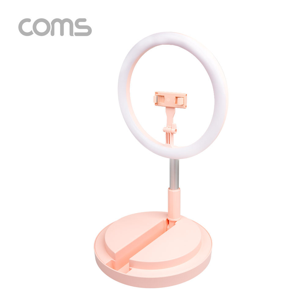 Coms LED 링 라이트 / 개인방송용 원형 램프 / 조명 / USB 전원 / 29cm / 탁상 / 스탠드