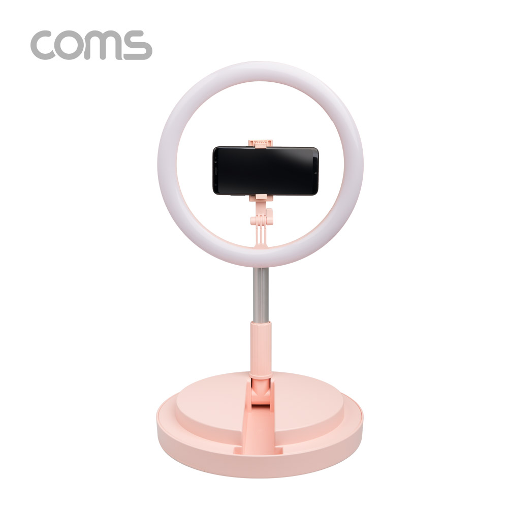 Coms LED 링 라이트 / 개인방송용 원형 램프 / 조명 / USB 전원 / 29cm / 탁상 / 스탠드