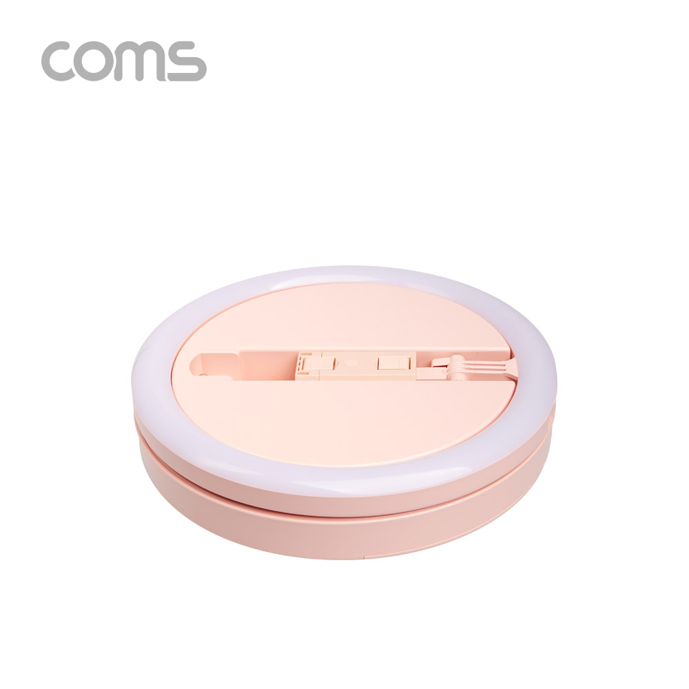 Coms LED 링 라이트 / 개인방송용 원형 램프 / 조명 / USB 전원 / 29cm / 탁상 / 스탠드