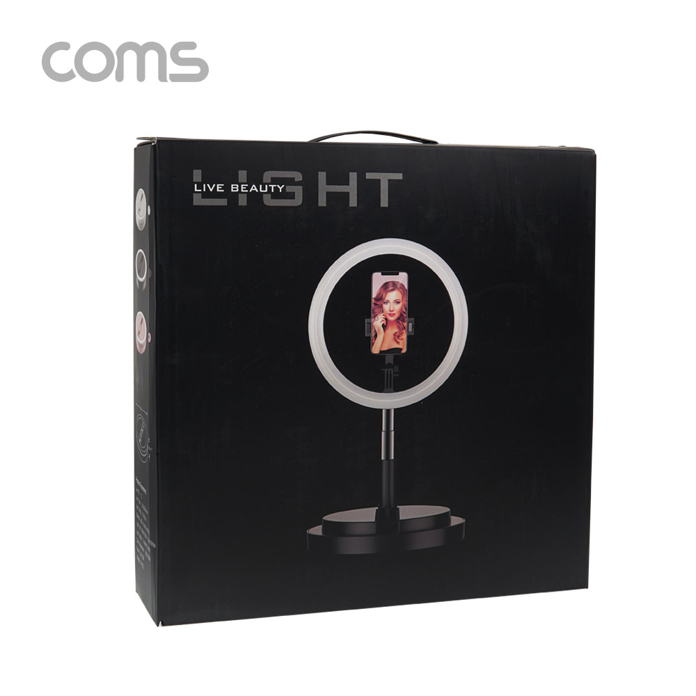 Coms LED 링 라이트 / 개인방송용 원형 램프 / 조명 / USB 전원 / 29cm / 탁상 / 스탠드