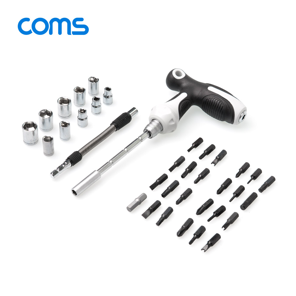 Coms 드라이버 세트 37 in 1, 다용도 멀티 공구, 스크류 드라이버 비트 십자 일자 별 육각