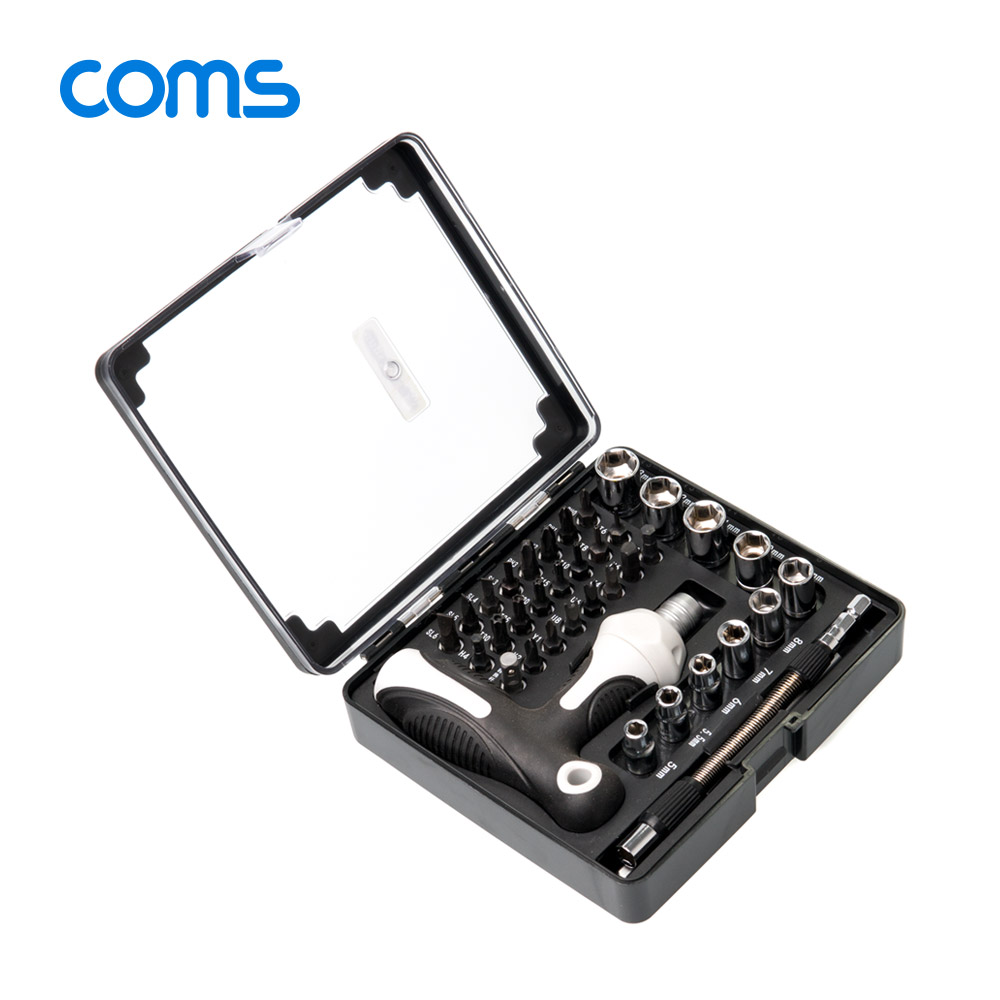 Coms 드라이버 세트 37 in 1, 다용도 멀티 공구, 스크류 드라이버 비트 십자 일자 별 육각