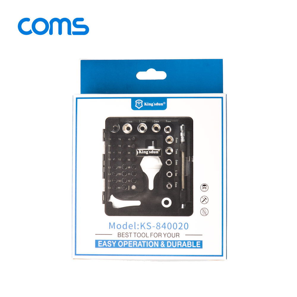 Coms 드라이버 세트 37 in 1, 다용도 멀티 공구, 스크류 드라이버 비트 십자 일자 별 육각