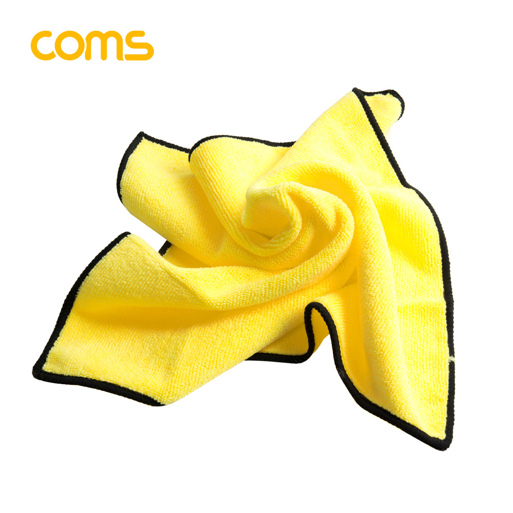 Coms 세차용 타올(40x40cm) / 극세사 / 차량 세차 / 다용도 / 광택용 / 버핑 / Yellow