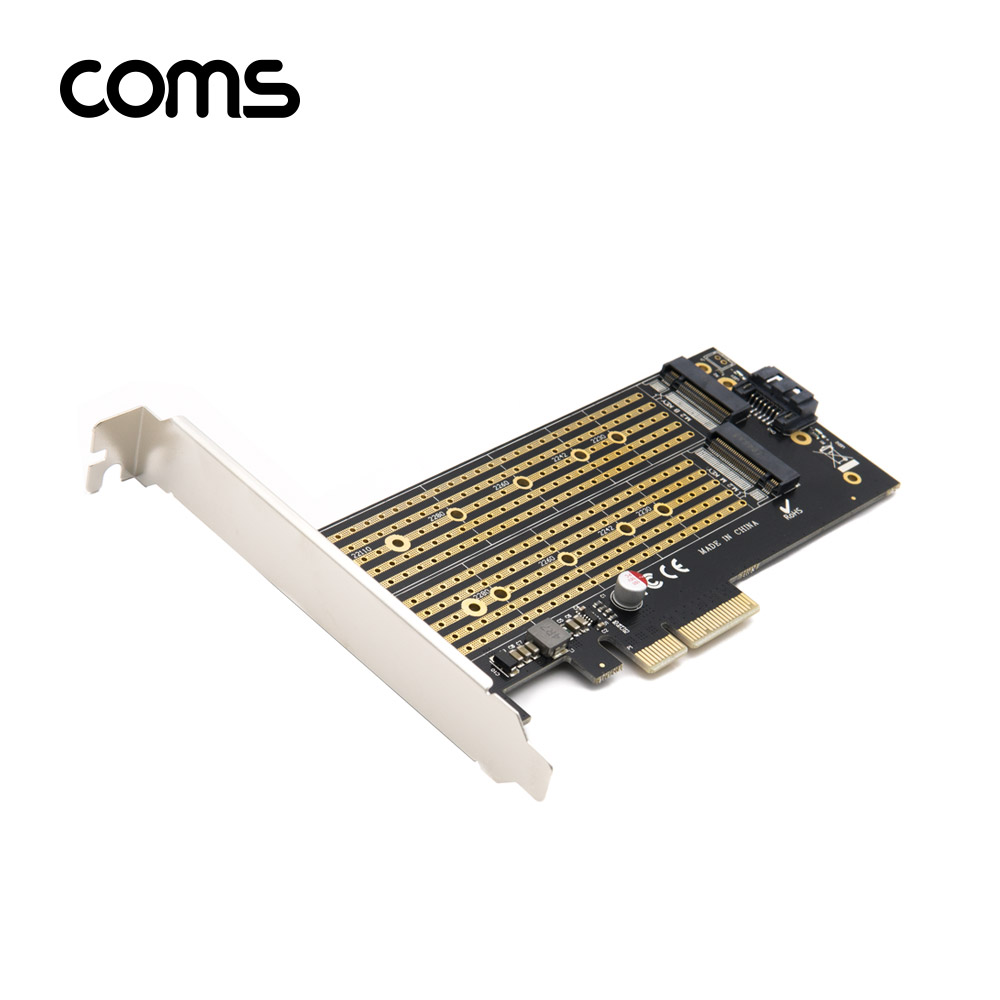 Coms PCI Express 변환 컨버터 M.2 NGFF NVME SSD Key B&M to PCI-E 4x + SATA 7P PC 브라켓