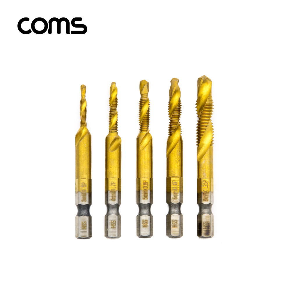 Coms 알덴 ALDEN 육각탭세트 5pcs, TAP-38 비트 드릴날 드릴탭 임팩 드라이버