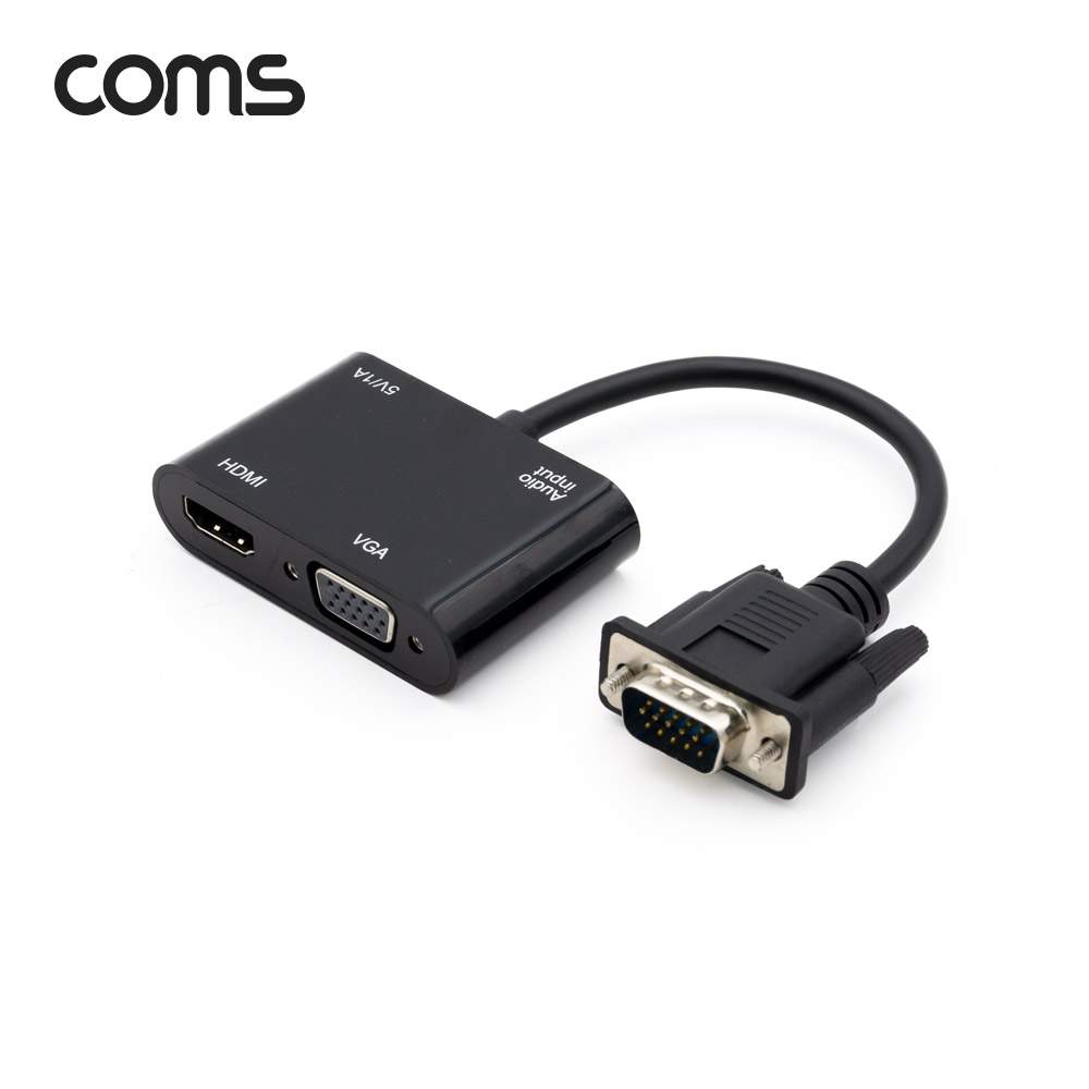 Coms VGA 컨버터 / VGA to HDMI/VGA/화면복제(미러링)/동시출력/오디오지원
