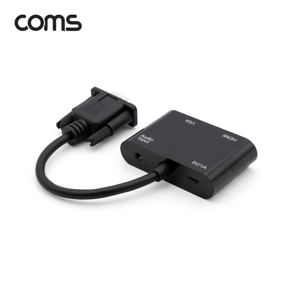 Coms VGA 컨버터 / VGA to HDMI/VGA/화면복제(미러링)/동시출력/오디오지원
