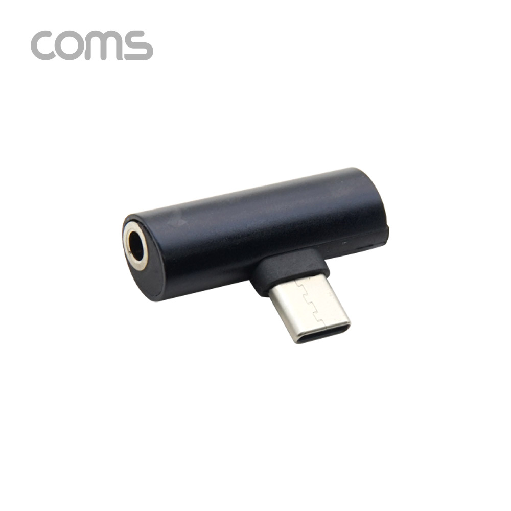 Coms USB 3.1 Type C 오디오 젠더 C타입 to 3.5mm 스테레오+충전 이어폰 젠더 Black 화웨이 샤오미 전용 국내폰 사용불가