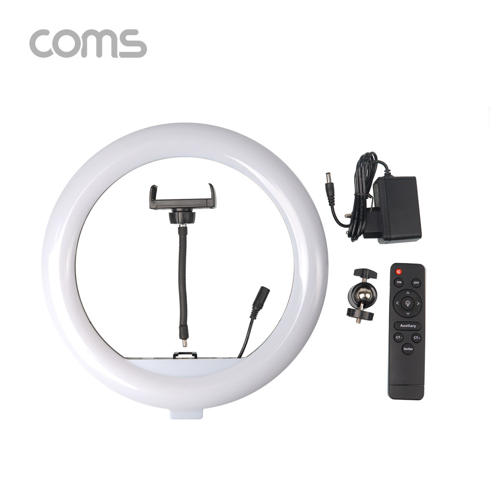 Coms LED 링 라이트(12형) / 원형 램프 / 개인방송용 조명 / 리모컨 / 터치식 / 30cm