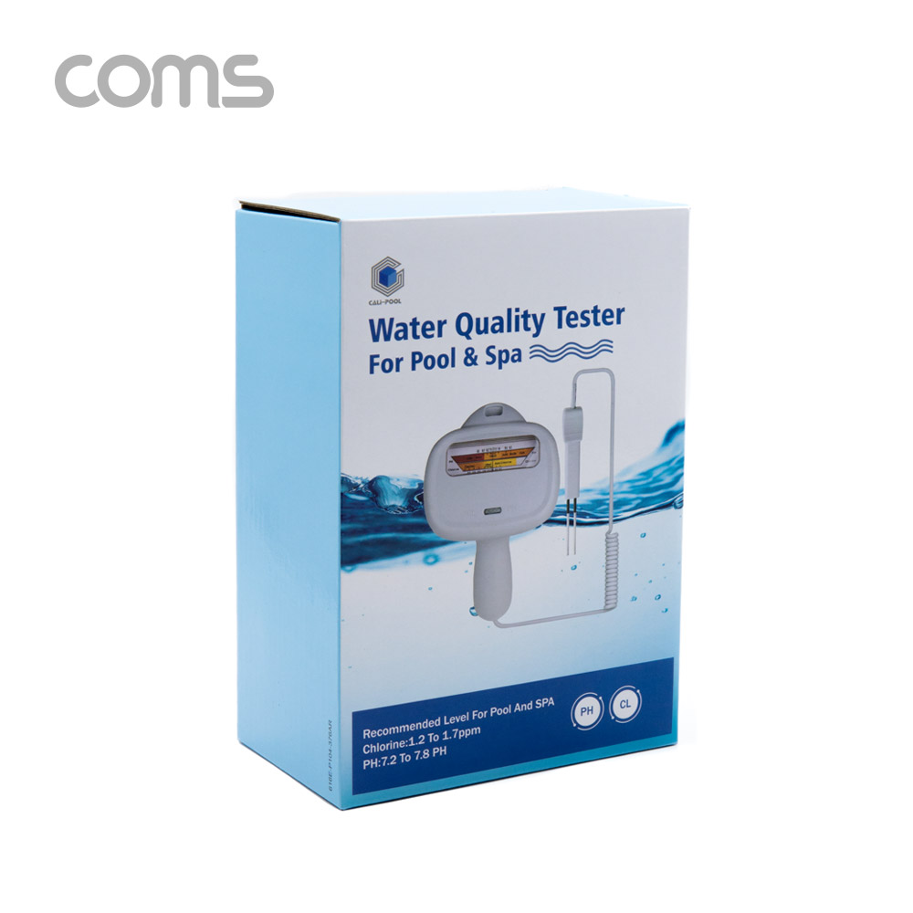 Coms 수질 농도 PH/CL 측정 테스터기, 수소이온농도 지수, 잔류염소농도 검사, 수영장 스파 어항