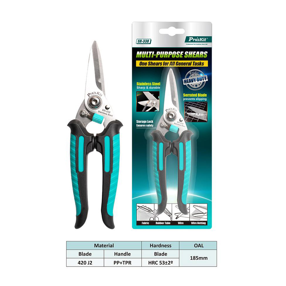 PROKIT (SR-338) 다용도 멀티 가위, 다목적, 피복 탈피, 커팅(컷팅), 절단, 공구, 만능, 작업용
