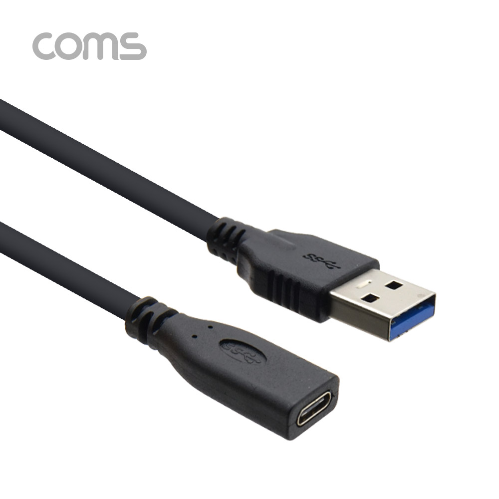 Coms USB 3.1 Type C 변환젠더 케이블 20cm C타입 F to USB 3.0 A M Black