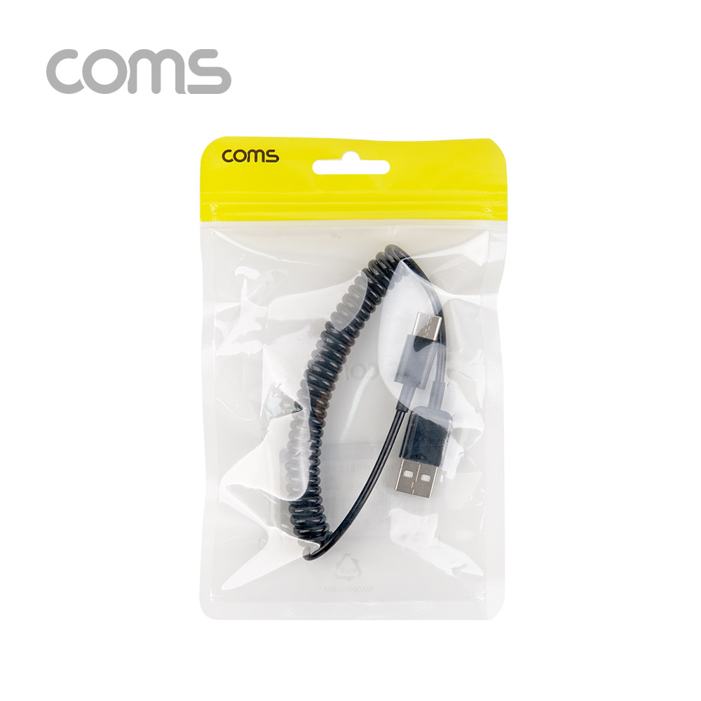 Coms USB 3.1 Type C 스프링 케이블 1M USB 2.0 A to C타입 고속충전 및 데이터전송 슬림 금도금