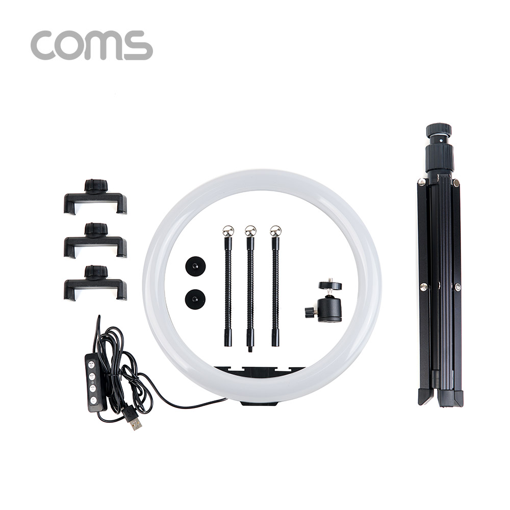 Coms LED 링 라이트 / 개인방송용 원형 램프/ 30cm / 탁상 / 스탠드 1.8M 까지