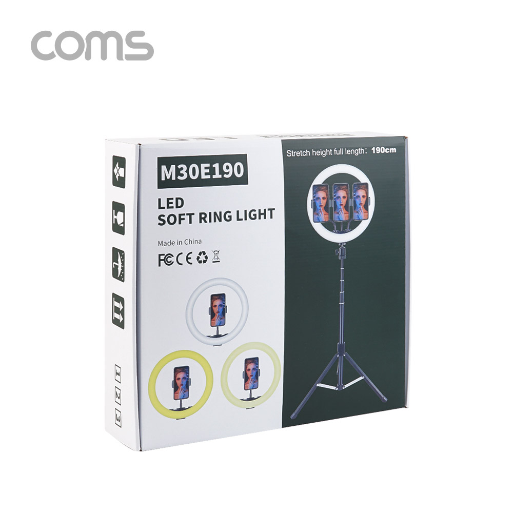 Coms LED 링 라이트 / 개인방송용 원형 램프/ 30cm / 탁상 / 스탠드 1.8M 까지