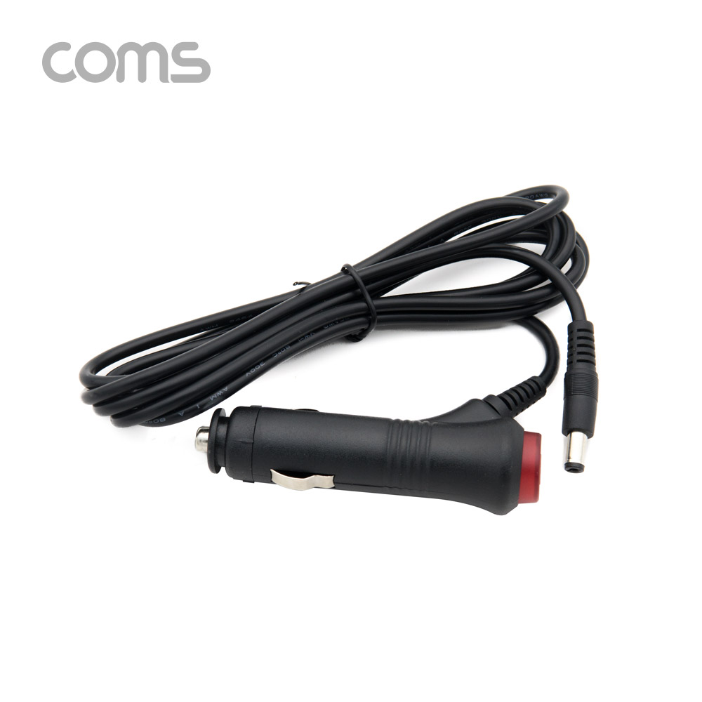 Coms 차량충전 케이블(DC 12V/2A) 2m 스위치형 / 시가(시거) 전원 케이블 / 외경 5.5(내경 2.1)