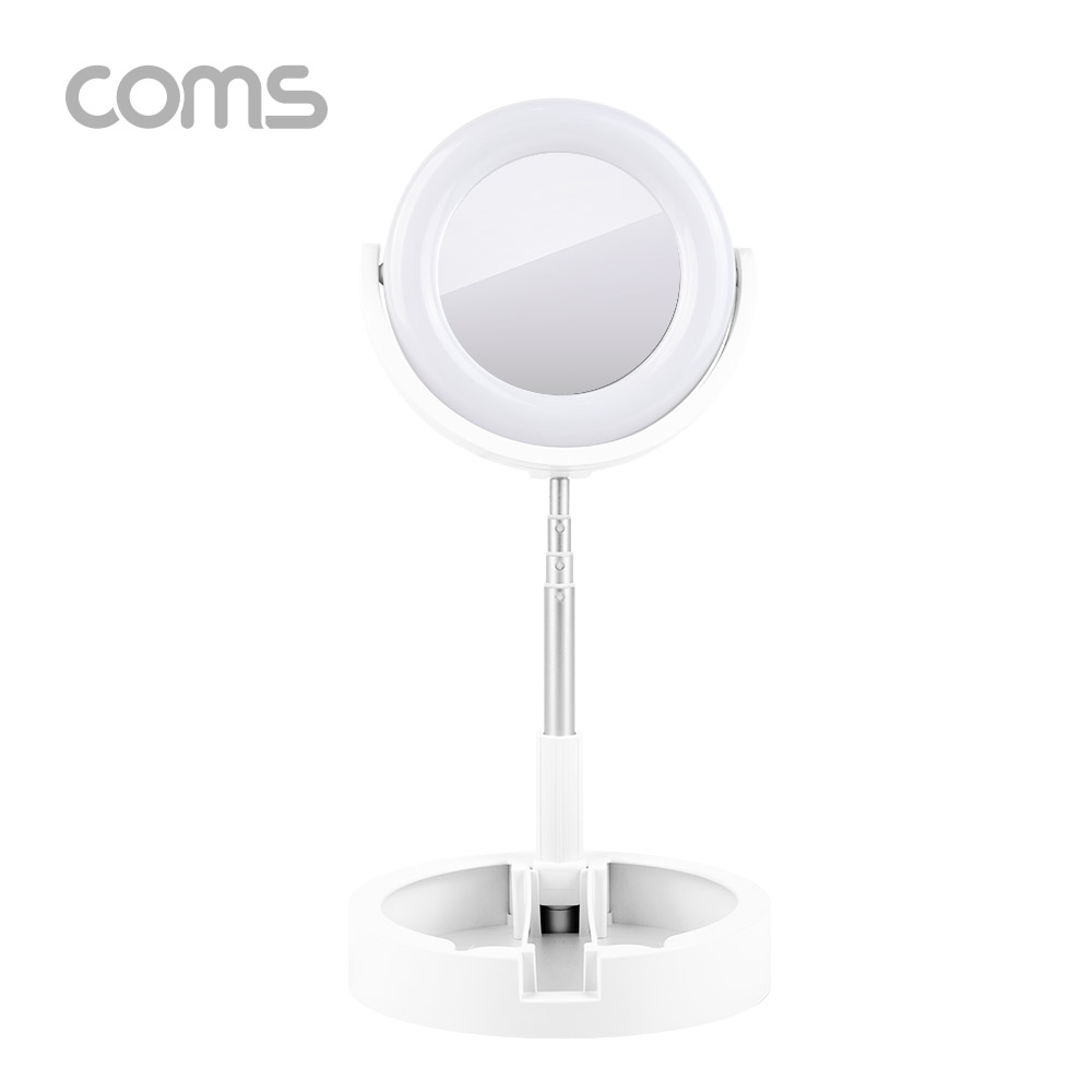 Coms LED 링 라이트 미러 / 개인방송용 원형 거울 조명 / USB 전원 / 15cm / 탁상 / 스탠드