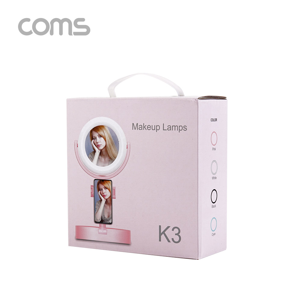 Coms LED 링 라이트 미러 / 개인방송용 원형 거울 조명 / USB 전원 / 15cm / 탁상 / 스탠드