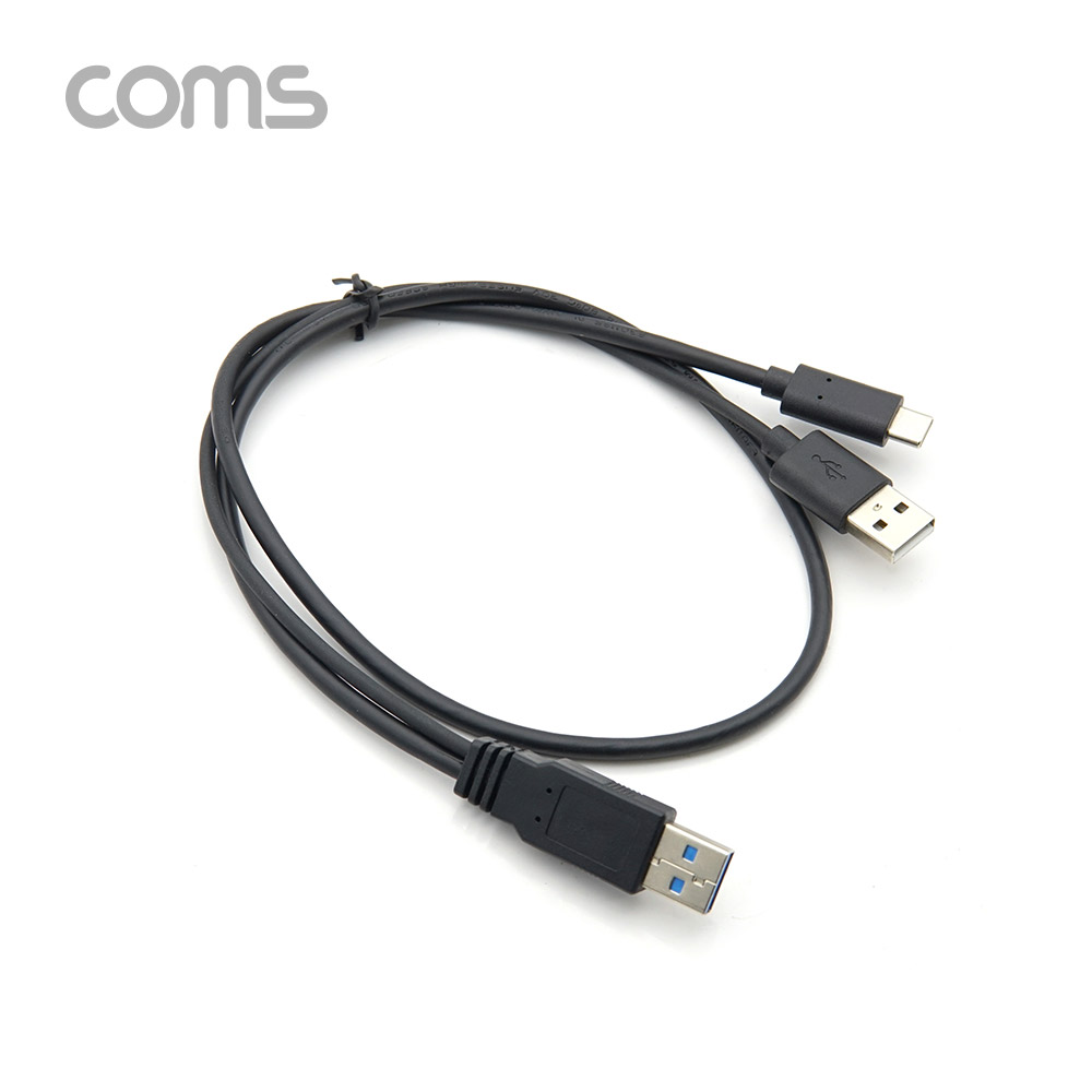 Coms USB 3.1 Type C Y 케이블 USB 3.0 A 30cm + C타입 60cm + USB 2.0 A 전원 추가공급