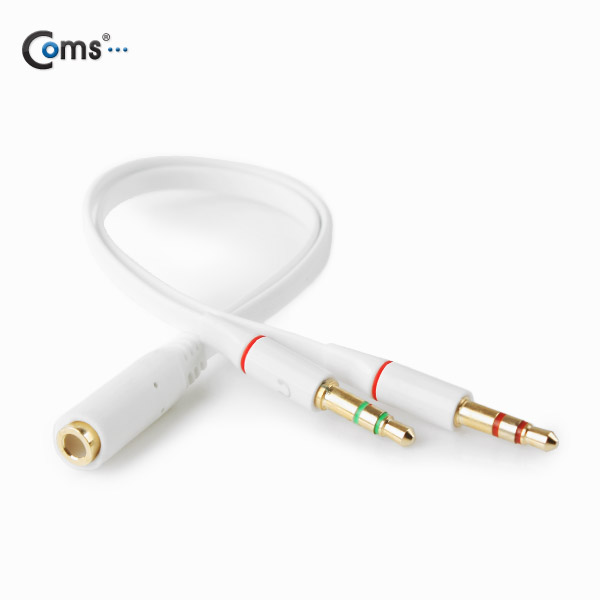 Coms 스마트폰 이어폰/마이크 연장 케이블 21cm, White
