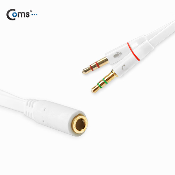 Coms 스마트폰 이어폰/마이크 연장 케이블 21cm, White