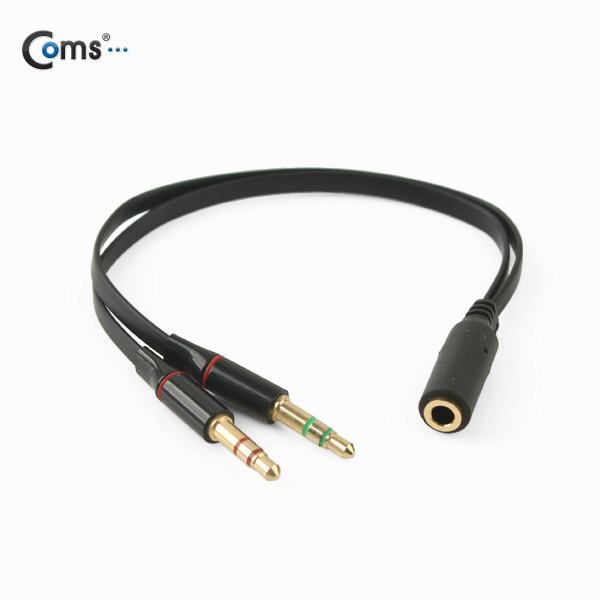 Coms 스마트폰 이어폰/마이크 연장 케이블 21cm, Black