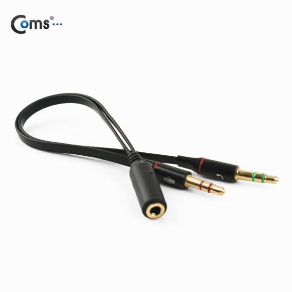 Coms 스마트폰 이어폰/마이크 연장 케이블 21cm, Black