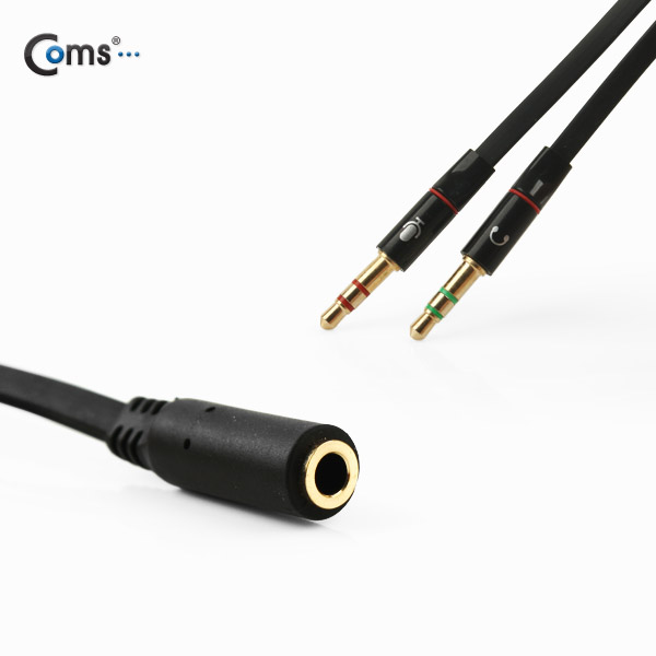 Coms 스마트폰 이어폰/마이크 연장 케이블 21cm, Black
