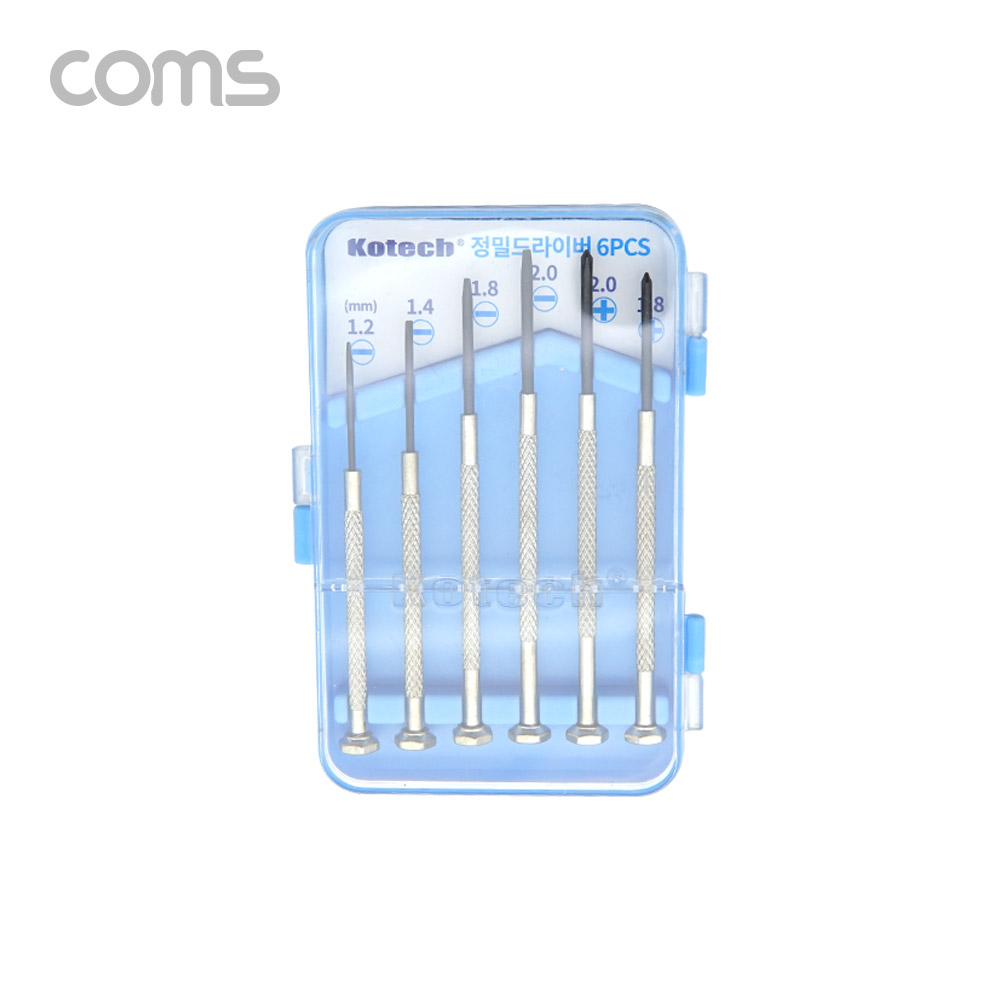 Coms 정밀 드라이버 세트 6종 6개입, 일자 십자 회전식 헤드