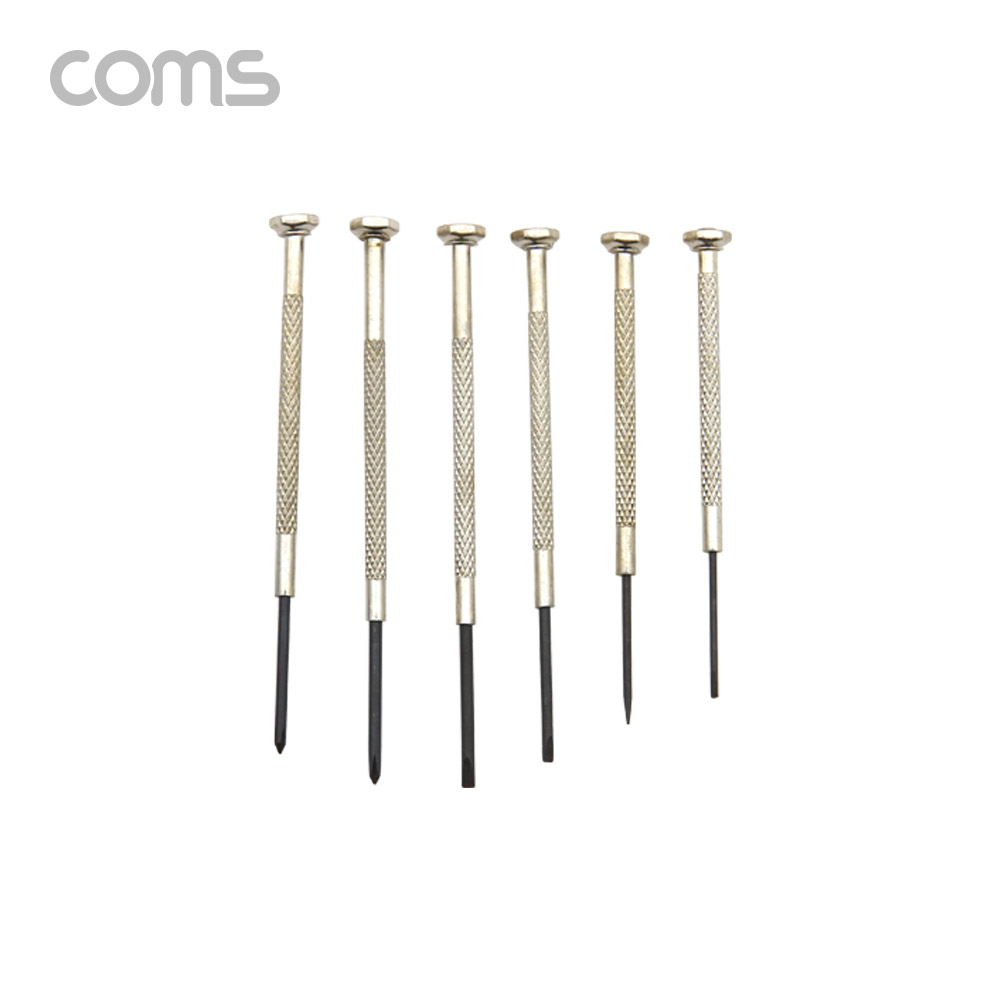 Coms 정밀 드라이버 세트 6종 6개입, 일자 십자 회전식 헤드