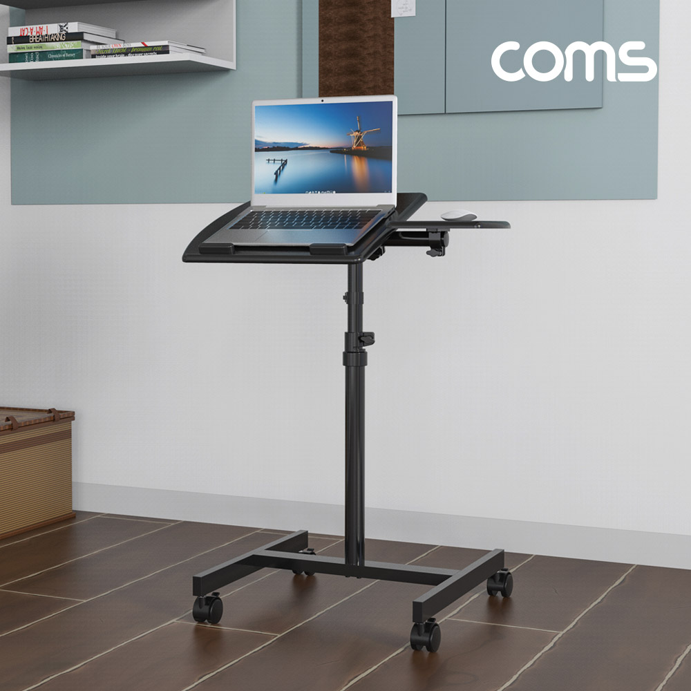 Coms 이동식 스탠딩 테이블 / 다용도 / 태블릿, 노트북, 마우스 거치 / 바퀴 이동식