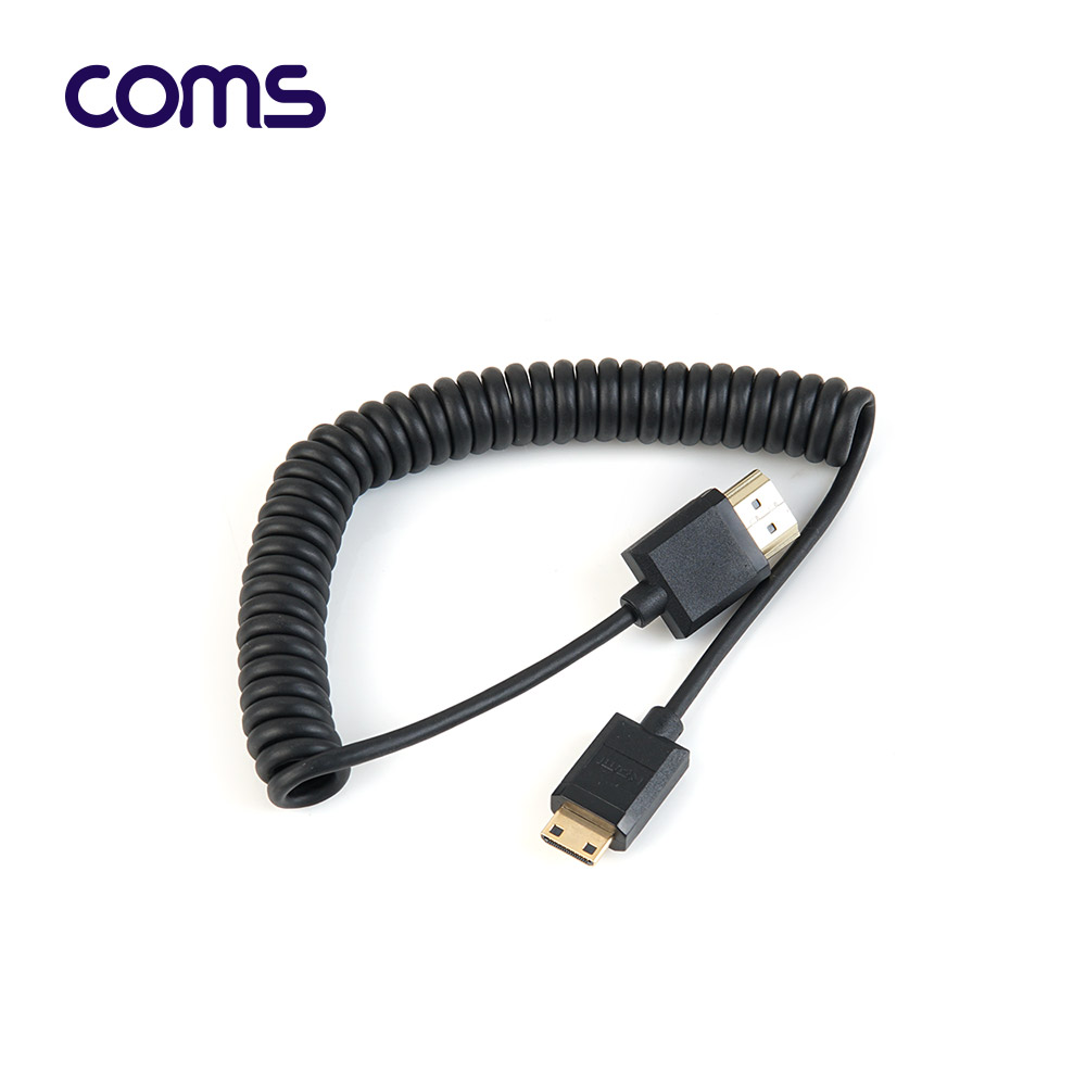 Coms HDMI to mini HDMI 초슬림 스프링 케이블 50cm / V2.0 / 4K2K