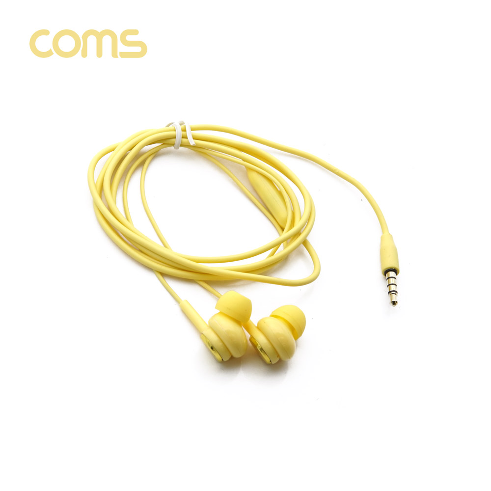 Coms 3.5 스테레오 이어폰 1.2m / 컨트롤 리모콘 / 마이크 / Stereo / Yellow