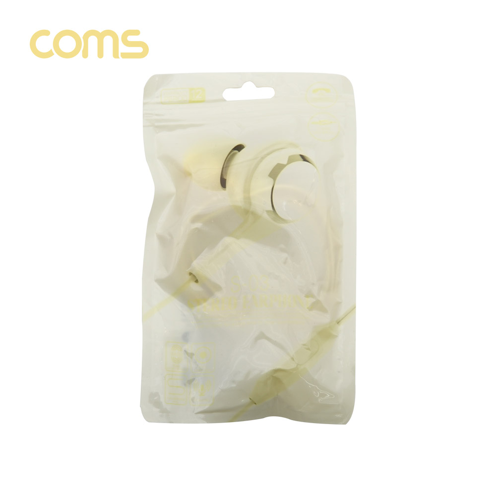 Coms 3.5 스테레오 이어폰 1.2m / 컨트롤 리모콘 / 마이크 / Stereo / Yellow