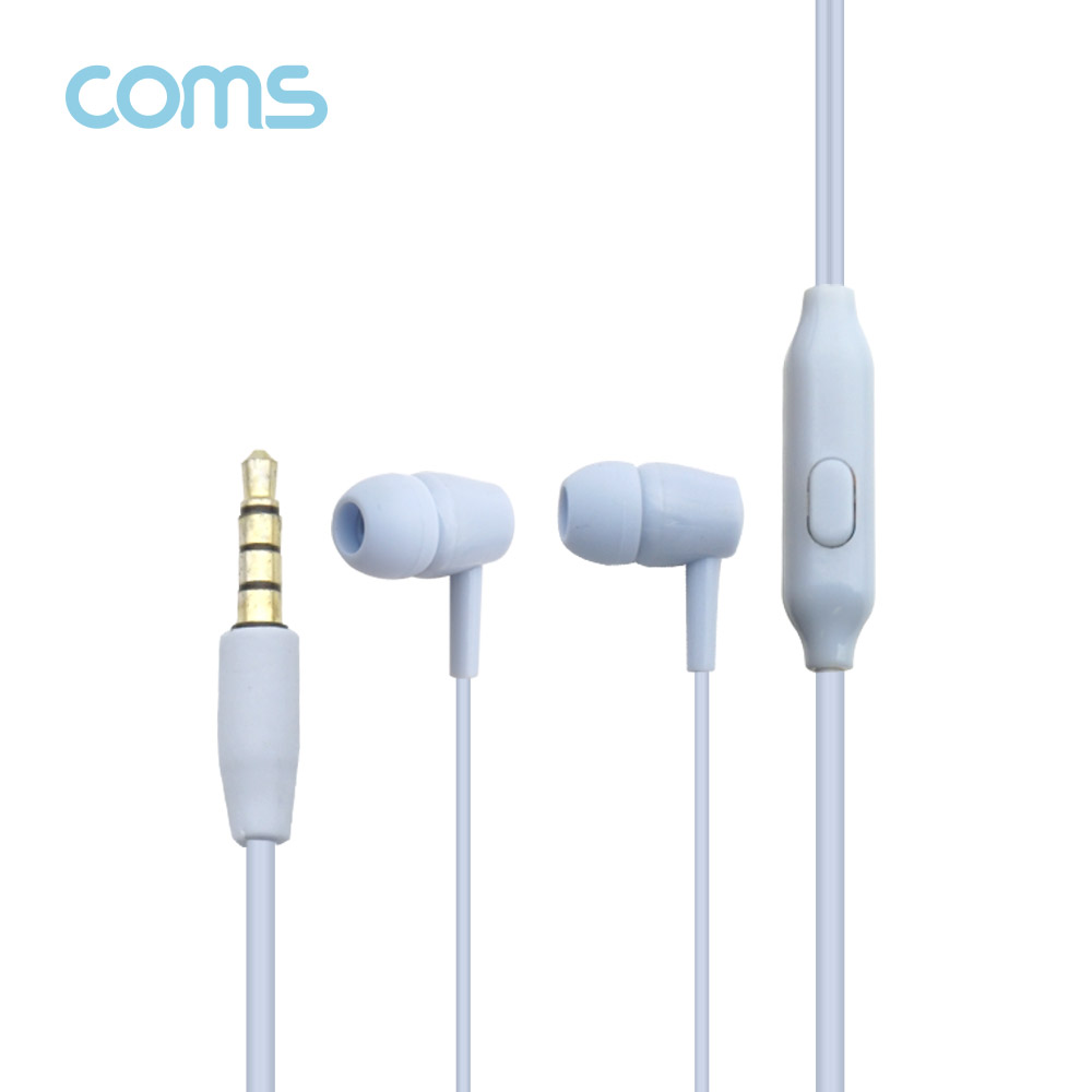 Coms 3.5 스테레오 이어폰 1.2m / 컨트롤 리모콘 / 마이크 / Stereo / Sky Blue