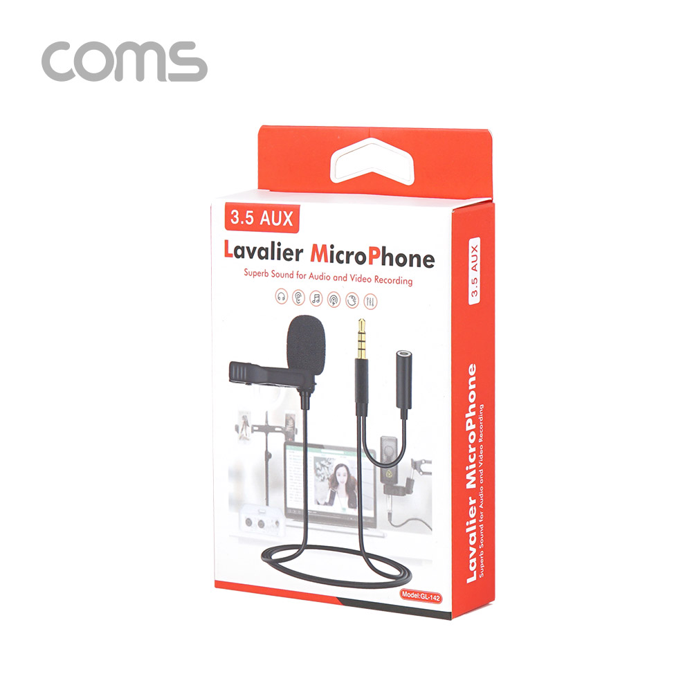 Coms 3.5 AUX 4극 핀 마이크 / 3.5 AUX 4극(M)+3.5 AUX 4극(F) / 소형 마이크 / 1.5M