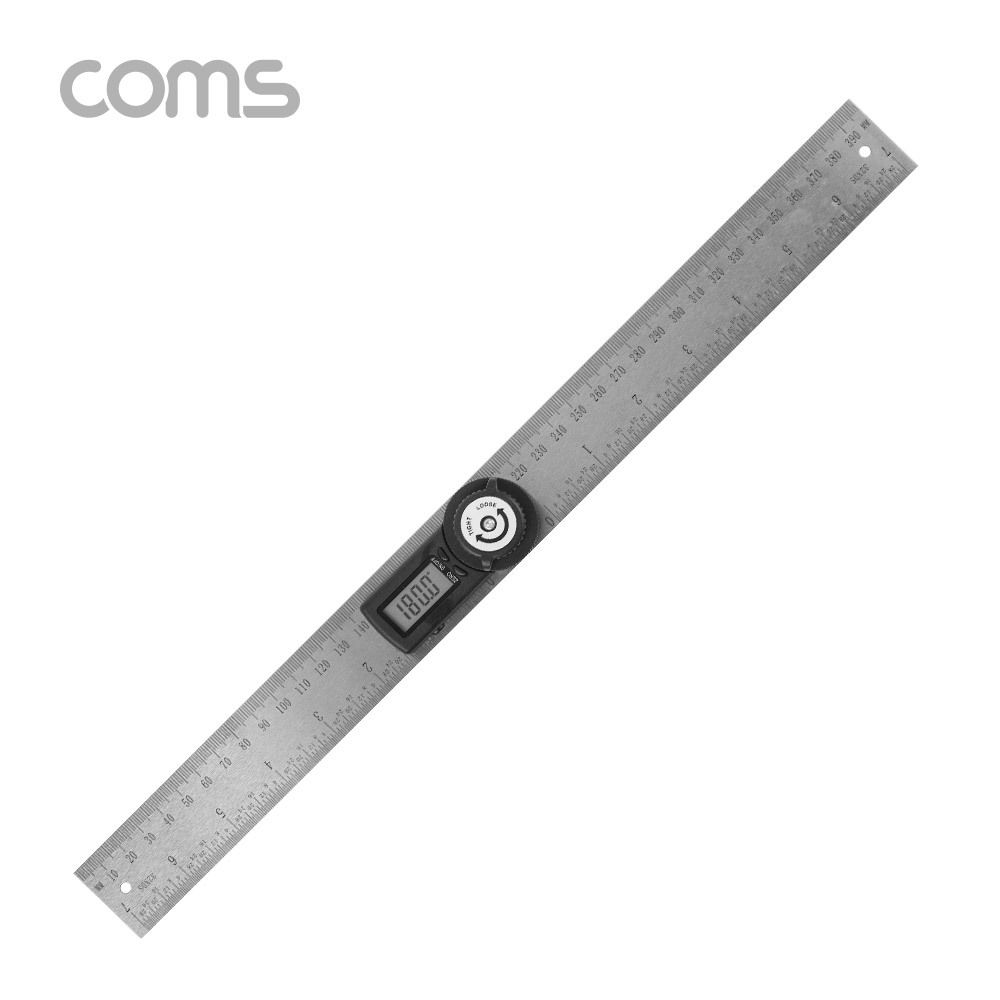 Coms 디지털 측정 자 40cm, 360도 회전 각도표시, 철제 스틸 자