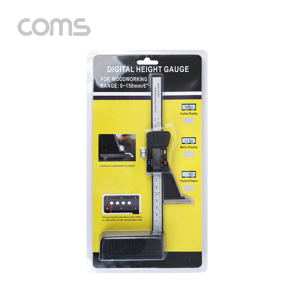 Coms 디지털 높이 측정기 / 단위 변환 / 목공 작업 / 15cm, 캘리퍼스