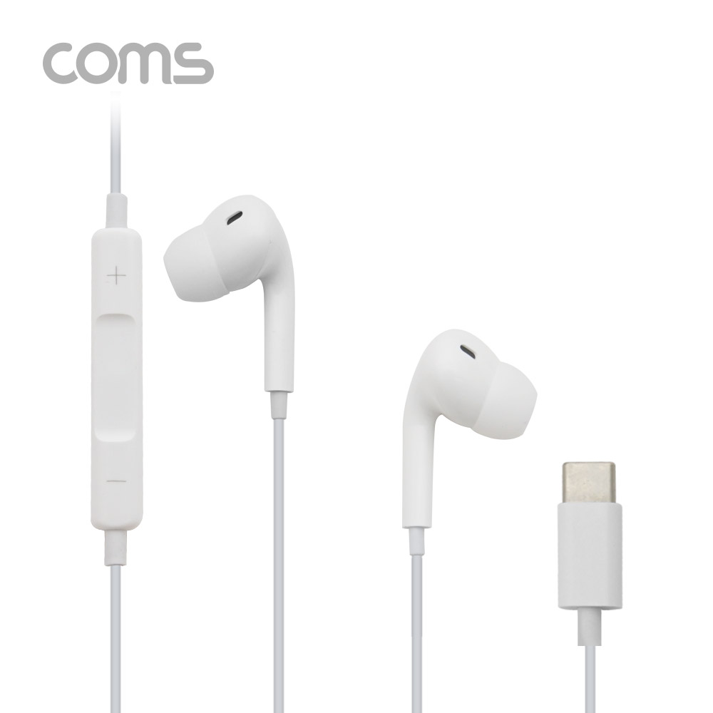 Coms 스테레오 이어폰 1.2m / Type-C 이어폰 / 컨트롤 리모콘 / 마이크 / Stereo / White