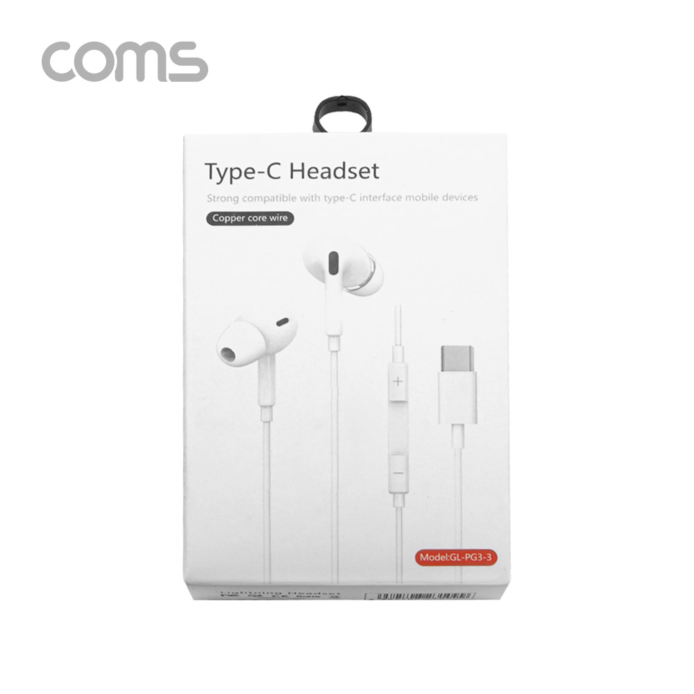 Coms 스테레오 이어폰 1.2m / Type-C 이어폰 / 컨트롤 리모콘 / 마이크 / Stereo / White